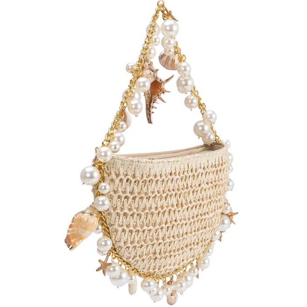 Melie Bianco seashell clutch bag